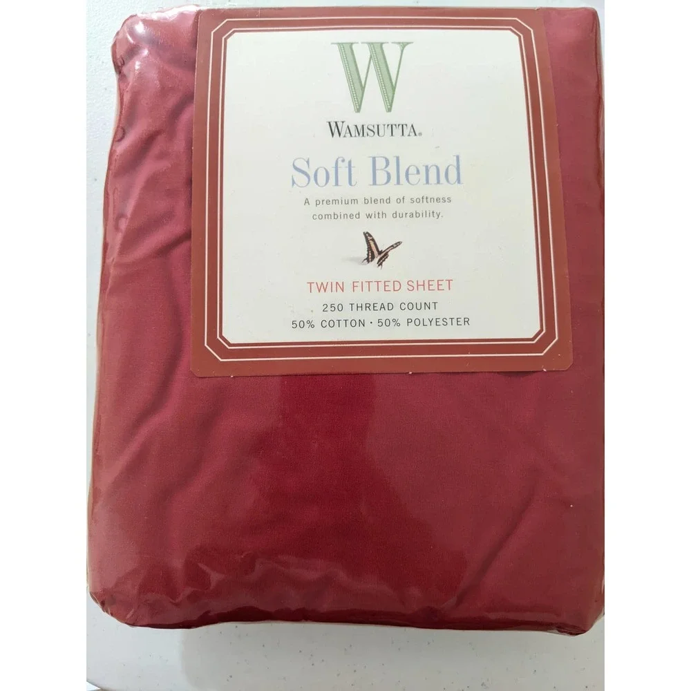 wamsutta twin fitted sheet new Red Cotton Blend vintage